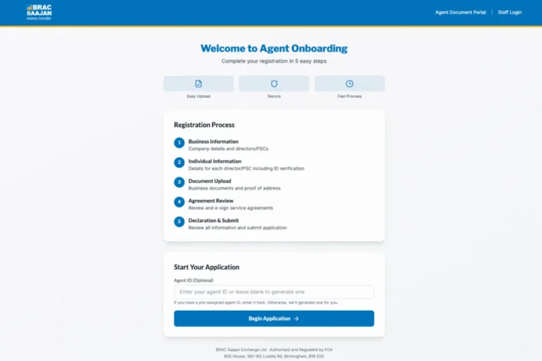 BRAC Saajan Agent Onboarding Portal